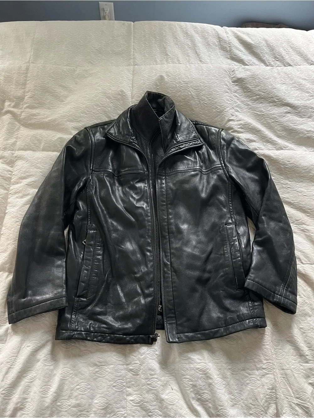 Andrew Marc New York Men's Black Leather Zip-Front Jacket size medium